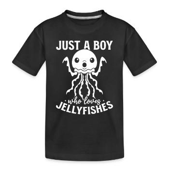 Nur ein Junge, der Quallen liebt - Kinder Premium Bio T-Shirt - Schwarz - Vorne