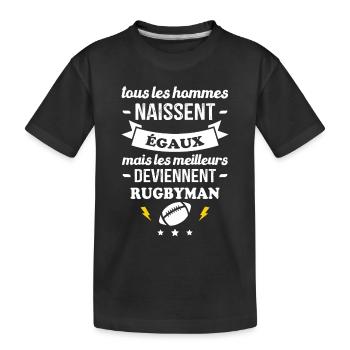 Les meilleurs hommes deviennent rugbymans - T-shirt bio Premium Enfant - noir - Devant