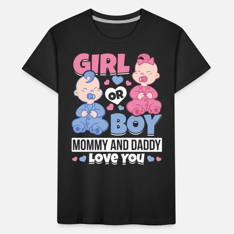 Mädchen oder Junge Mama und Papa lieben dich Baby Kinder Premium Bio T-Shirt