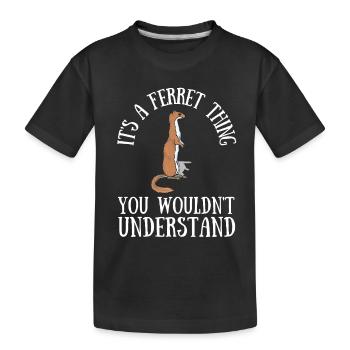 Ferret Weasel Pet Rodent Animal Vateranian - Kids' Premium Organic T-Shirt - black - Front