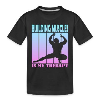 Construire des muscles est ma thérapie - T-shirt bio Premium Enfant - noir - Devant