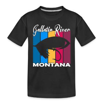 Gallatin River Montana Pêche à la mouche - T-shirt bio Premium Enfant - noir - Devant