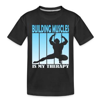 Construire des muscles est ma thérapie - T-shirt bio Premium Enfant - noir - Devant