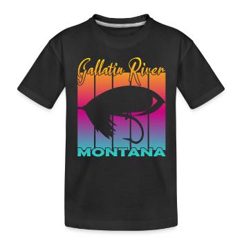 Gallatin River Montana Pêche à la mouche - T-shirt bio Premium Enfant - noir - Devant