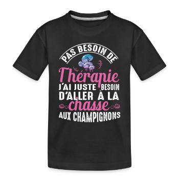 Ma Thérapie C'est La Chasse Aux Champignons Cadeau - T-shirt bio Premium Enfant - noir - Devant