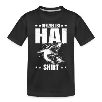 Offizielles Hai Shirt Hai Fisch Hai Fische Weiße - Kinder Premium Bio T-Shirt - Schwarz - Vorne