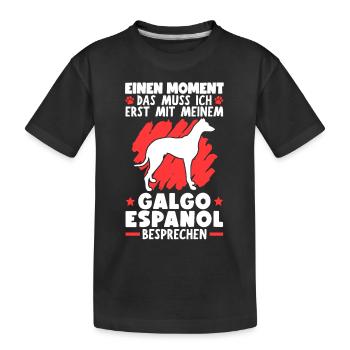 Mit meinem Galgo Espanol besprechen Windhund - Kinder Premium Bio T-Shirt - Schwarz - Vorne