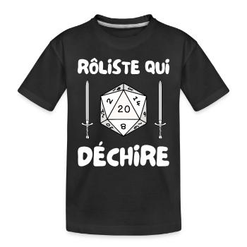rôliste qui déchire - dé de 20 et épée - T-shirt bio Premium Enfant - noir - Devant