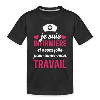 Je suis infirmière, et aimer mon travail - T-shirt bio Premium Enfant - noir - Devant