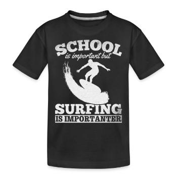 L’école est importante mais le surf est important - T-shirt bio Premium Enfant - noir - Devant