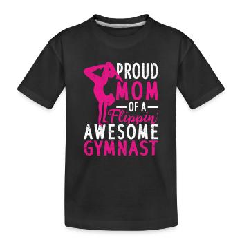 Fière mère d’un gymnaste fou Drôle de gym - T-shirt bio Premium Enfant - noir - Devant