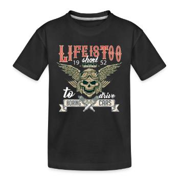 life i short calisc car lover - Kids' Premium Organic T-Shirt - black - Front
