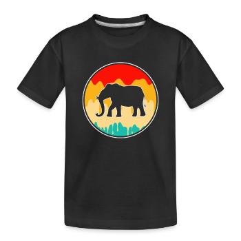 Elefant Retro - Kinder Premium Bio T-Shirt - Schwarz - Vorne