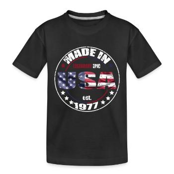 Birthday Saying born USA 1977 - Kids' Premium Organic T-Shirt - black - Front