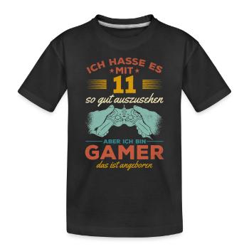 Gamer 11 Jahre Geburtstag Zocken 11. Geburtstag - Kinder Premium Bio T-Shirt - Schwarz - Vorne