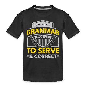 Grammatik-Polizei zu dienen und zu korrigieren Eng - Kinder Premium Bio T-Shirt - Schwarz - Vorne
