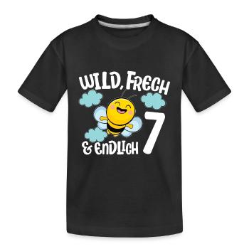 Biene Endlich 7 Jahre Mädchen Geburtstagsmotiv - Kinder Premium Bio T-Shirt - Schwarz - Vorne