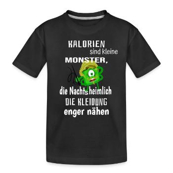 Kalorien sind kleine Monster - Kinder Premium Bio T-Shirt - Schwarz - Vorne