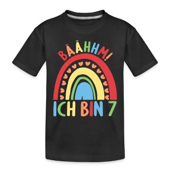 7 Jahre Rainbow Regenbogen 7. Geburtstag - Kinder Premium Bio T-Shirt - Schwarz - Vorne