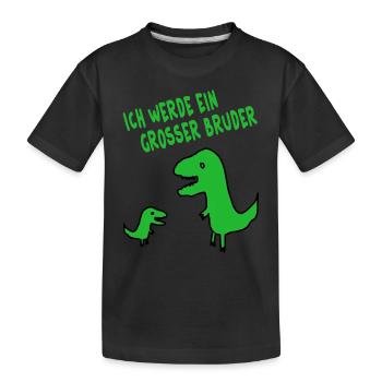 großer Bruder Dinosaurier dino Schwanger Kinder - Kinder Premium Bio T-Shirt - Schwarz - Vorne