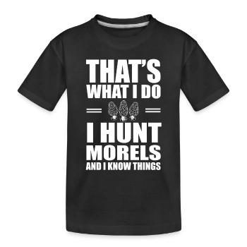 Collecting morels - Kids' Premium Organic T-Shirt - black - Front
