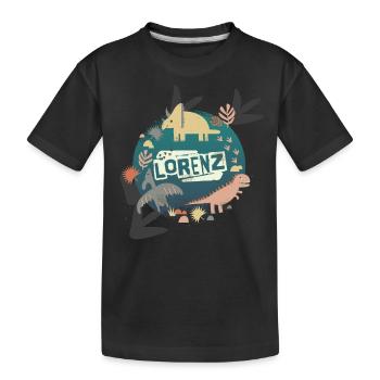 FELIX - Beautiful boy name with cute dinosaurs - Kids' Premium Organic T-Shirt - black - Front