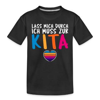 Kita Kindergarten Kind Beginn Spruch Idee Geschenk - Kinder Premium Bio T-Shirt - Schwarz - Vorne