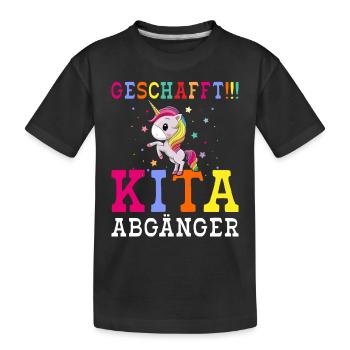 Schulkind Einschulung Mädchen Einhorn Schulbeginn - Kinder Premium Bio T-Shirt - Schwarz - Vorne