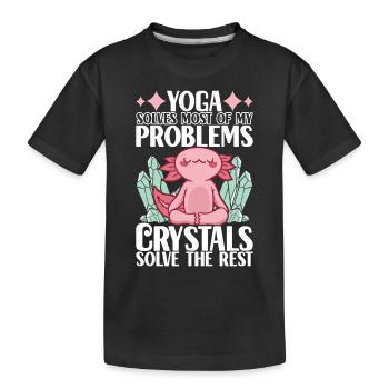 Yoga Yogi Entspannen - Kinder Premium Bio T-Shirt - Schwarz - Vorne