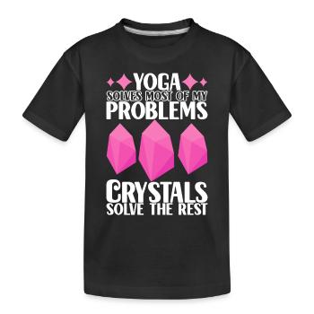 Yoga Yogi Entspannen - Kinder Premium Bio T-Shirt - Schwarz - Vorne
