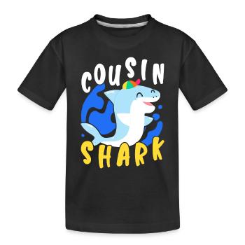 Cousin Shark Lover Marine Biology Marine Animal - Kids' Premium Organic T-Shirt - black - Front