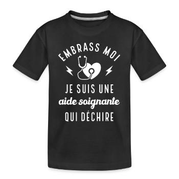 Embrasse moi je suis une aide-soignante cadeau - T-shirt bio Premium Enfant - noir - Devant