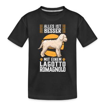 Alles ist besser mit Lagotto Romagnolo Wasserhund - Kinder Premium Bio T-Shirt - Schwarz - Vorne