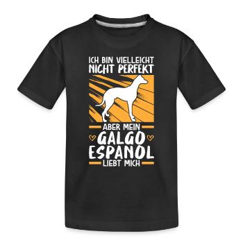 Mein Galgo Espanol liebt mich - Kinder Premium Bio T-Shirt - Schwarz - Vorne
