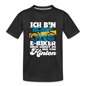 Ich bin E-Biker Hecheln Pedelec E-Bike - Kinder Premium Bio T-Shirt - Schwarz - Vorne
