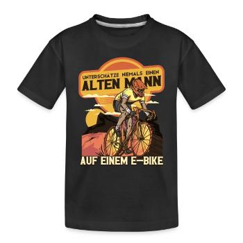 Unterschätze niemals einen alten Mann Pedelec - Kinder Premium Bio T-Shirt - Schwarz - Vorne