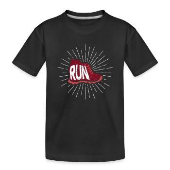 Sportschuh Run Funny Running Sprint Jogging - Kinder Premium Bio T-Shirt - Schwarz - Vorne