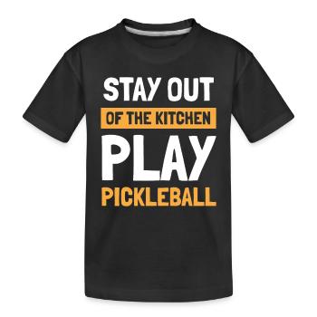 Restez en dehors de la cuisine Jouer au pickleball - T-shirt bio Premium Enfant - noir - Devant