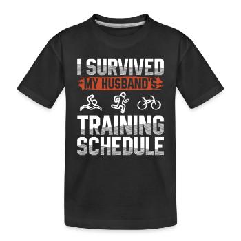 Survivre à l’entraînement du triathlon du mari - T-shirt bio Premium Enfant - noir - Devant