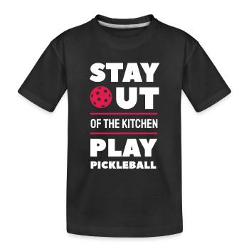 Restez en dehors de la cuisine Jouer au pickleball - T-shirt bio Premium Enfant - noir - Devant