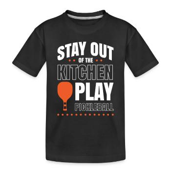 Stay Out Of The Kitchen Play Pickleball - Kinder Premium Bio T-Shirt - Schwarz - Vorne