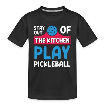 Restez en dehors de la cuisine Jouer au pickleball - T-shirt bio Premium Enfant - noir - Devant