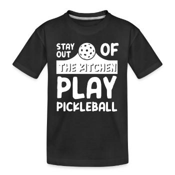 Restez en dehors de la cuisine Jouer au pickleball - T-shirt bio Premium Enfant - noir - Devant