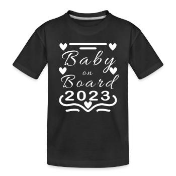 Baby on Board pregnant pregnancy 2023 - Kids' Premium Organic T-Shirt - black - Front