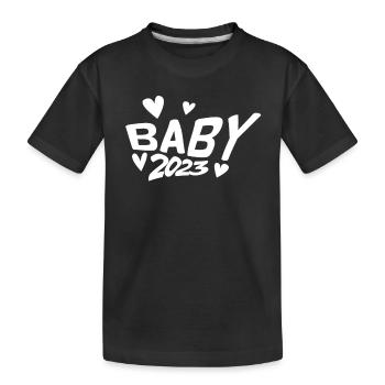 Schwangerschaft Schwanger Baby 2023 - Kinder Premium Bio T-Shirt - Schwarz - Vorne