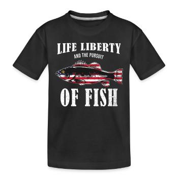 Life Liberty & The Pursuit Of Fish USA Fishing - Kids' Premium Organic T-Shirt - black - Front