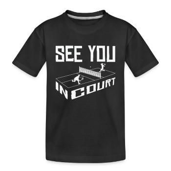 Joueur de tennis Raquette de tennis Balle de tennis - T-shirt bio Premium Enfant - noir - Devant