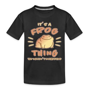 Frosch Lustiger Spruch Frösche Amphibien Geschenk - Kinder Premium Bio T-Shirt - Schwarz - Vorne