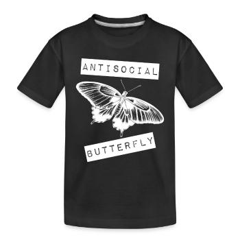 Antisozialer Schmetterling Introvertierter Jahrgang - Kinder Premium Bio T-Shirt - Schwarz - Vorne