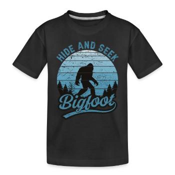 Bigfoot Hide And Seek Nature Lovers Camper - Kids' Premium Organic T-Shirt - black - Front